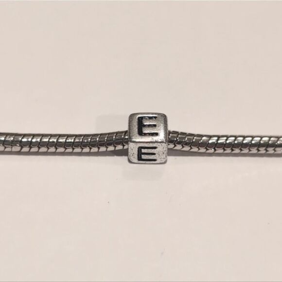 Silver‎ E Spacer Charm for Pandora Style Bracelet - Picture 1 of 5